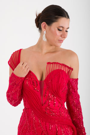 PERAST Kırmızı Abiye Elbise