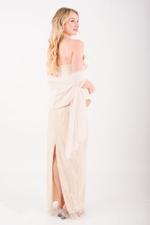 LISBON Bej Abiye Elbise