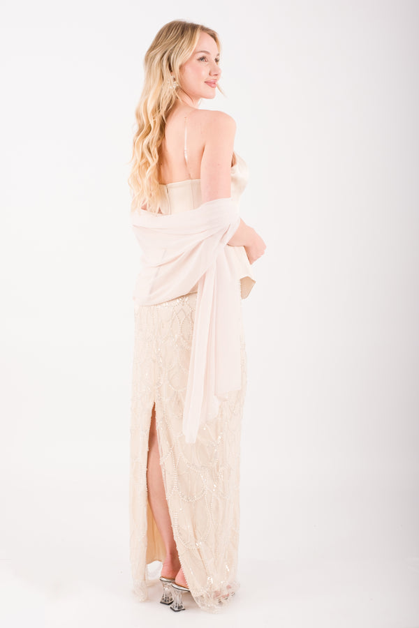 LISBON Bej Abiye Elbise