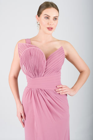 EDİTH Gül Kurusu Abiye Elbise