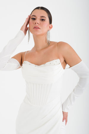 VENCE Ekru Abiye Elbise