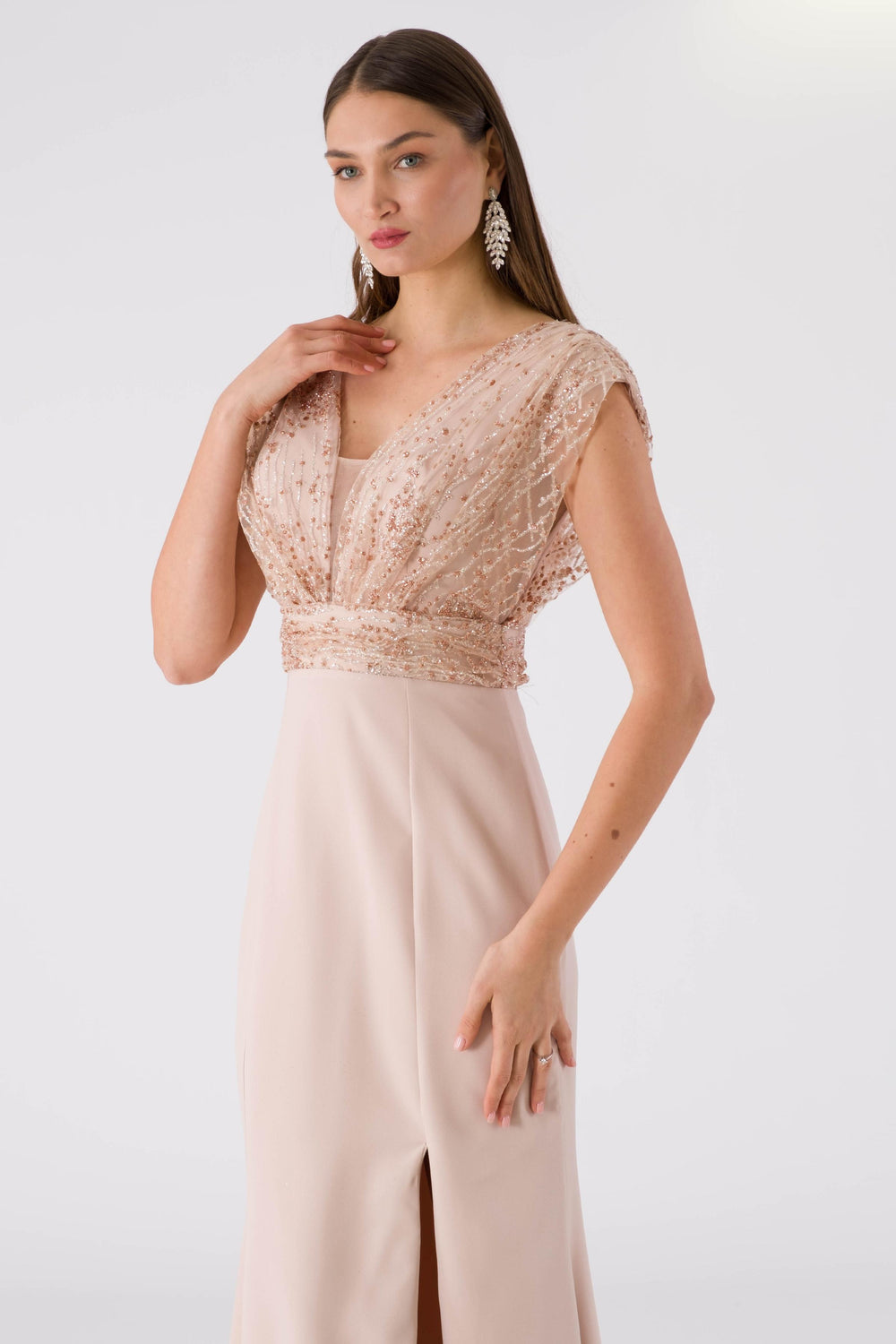 Inch powder evening dress dress