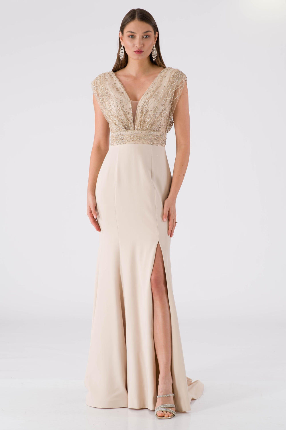 Beige evening dress dress