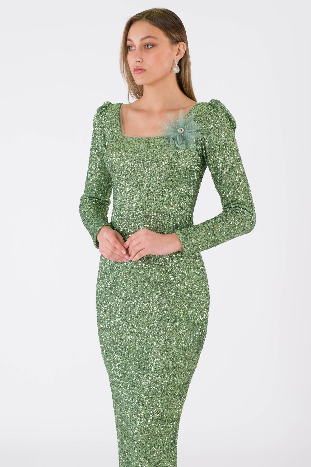 ISOLDE Su Yeşili Abiye Elbise