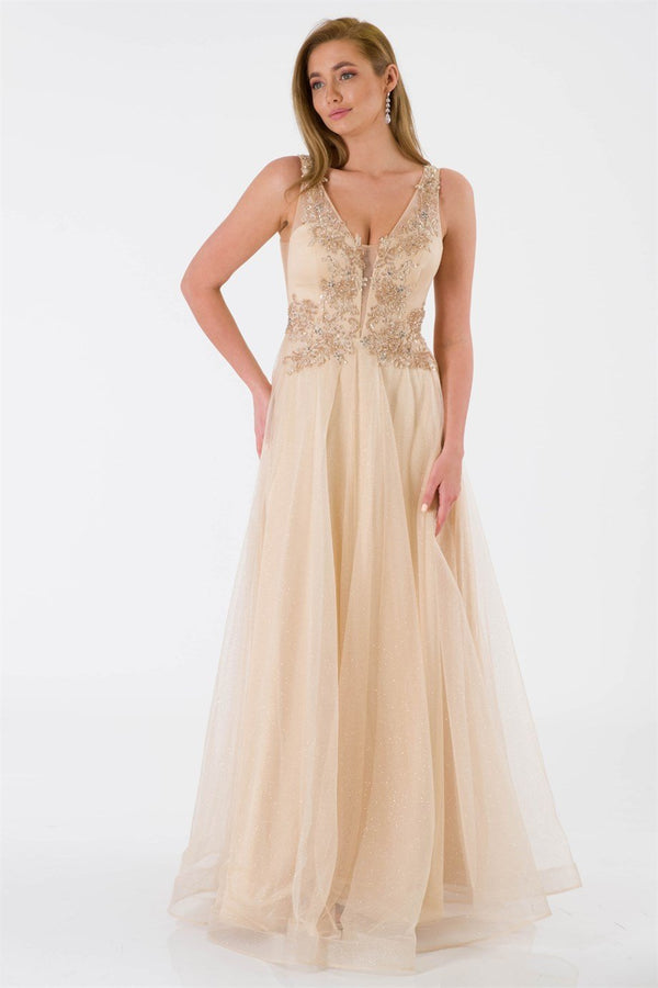 Lady beige evening dress dress