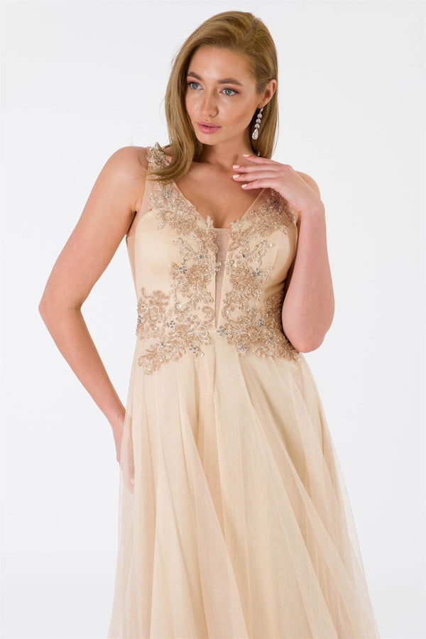 Lady beige evening dress dress