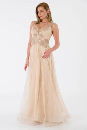 Lady beige evening dress dress
