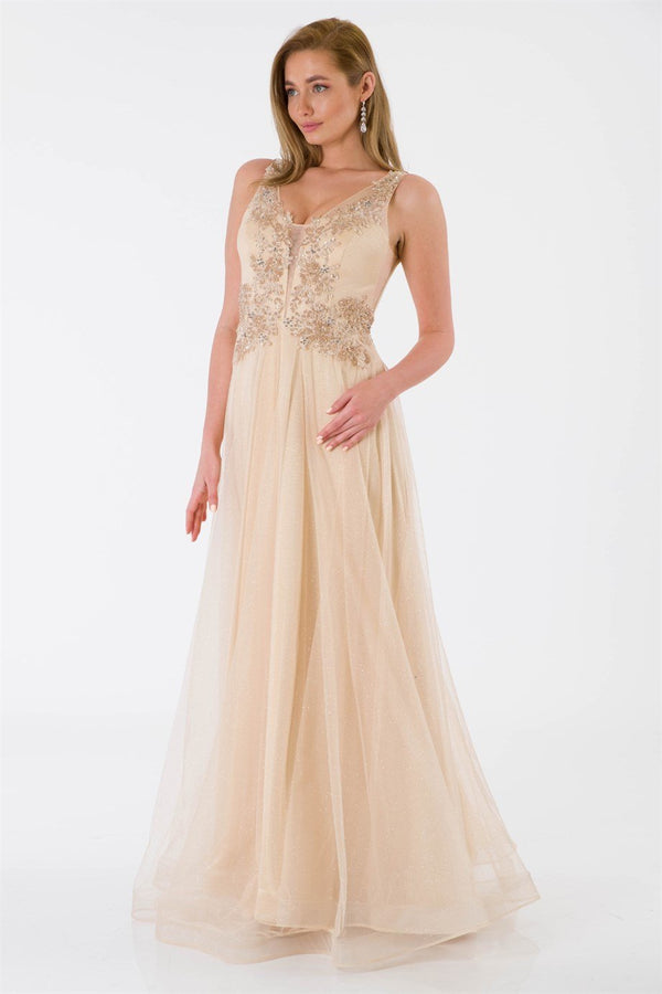 Lady beige evening dress dress