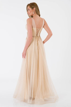 Lady beige evening dress dress