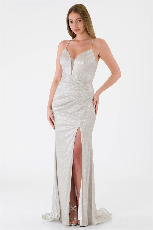 LERUU Gümüş Abiye Elbise