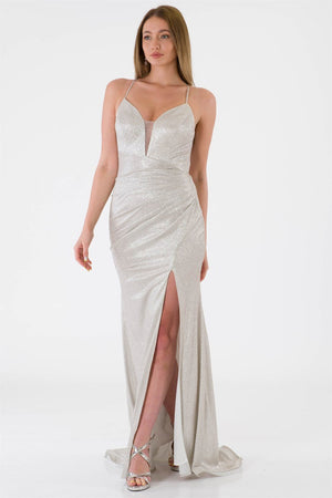 LERUU Gümüş Abiye Elbise