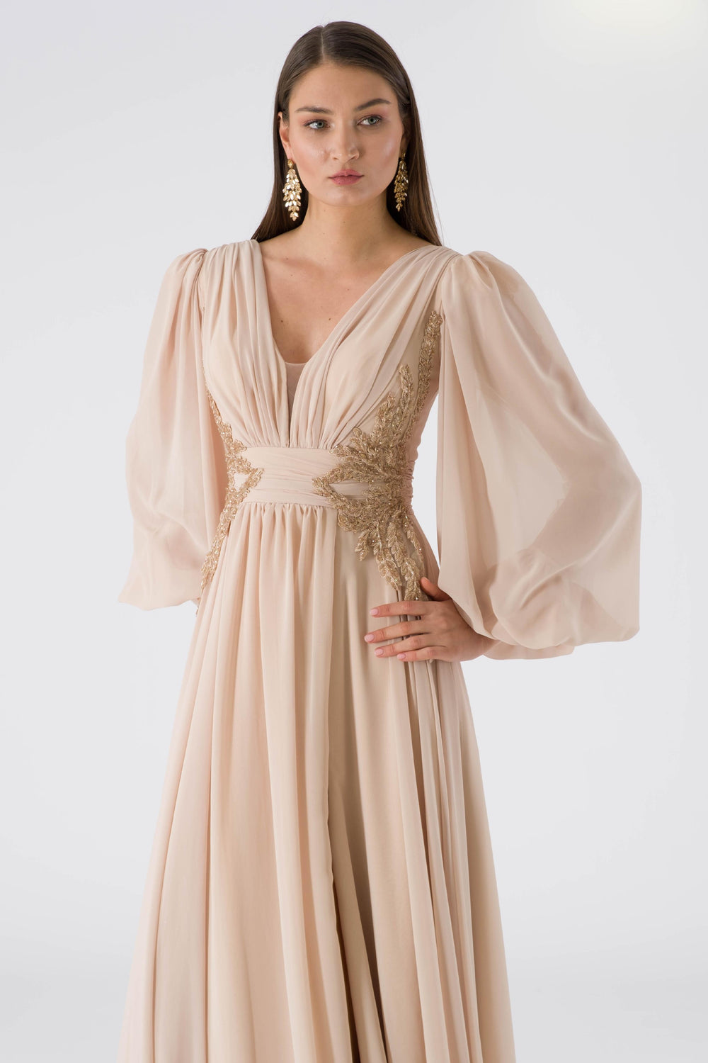 LUSH Bej Abiye Elbise