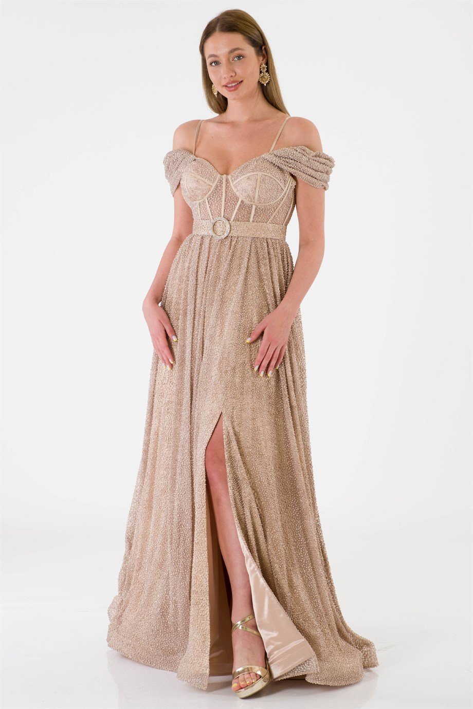 MAHUR Bej Abiye Elbise