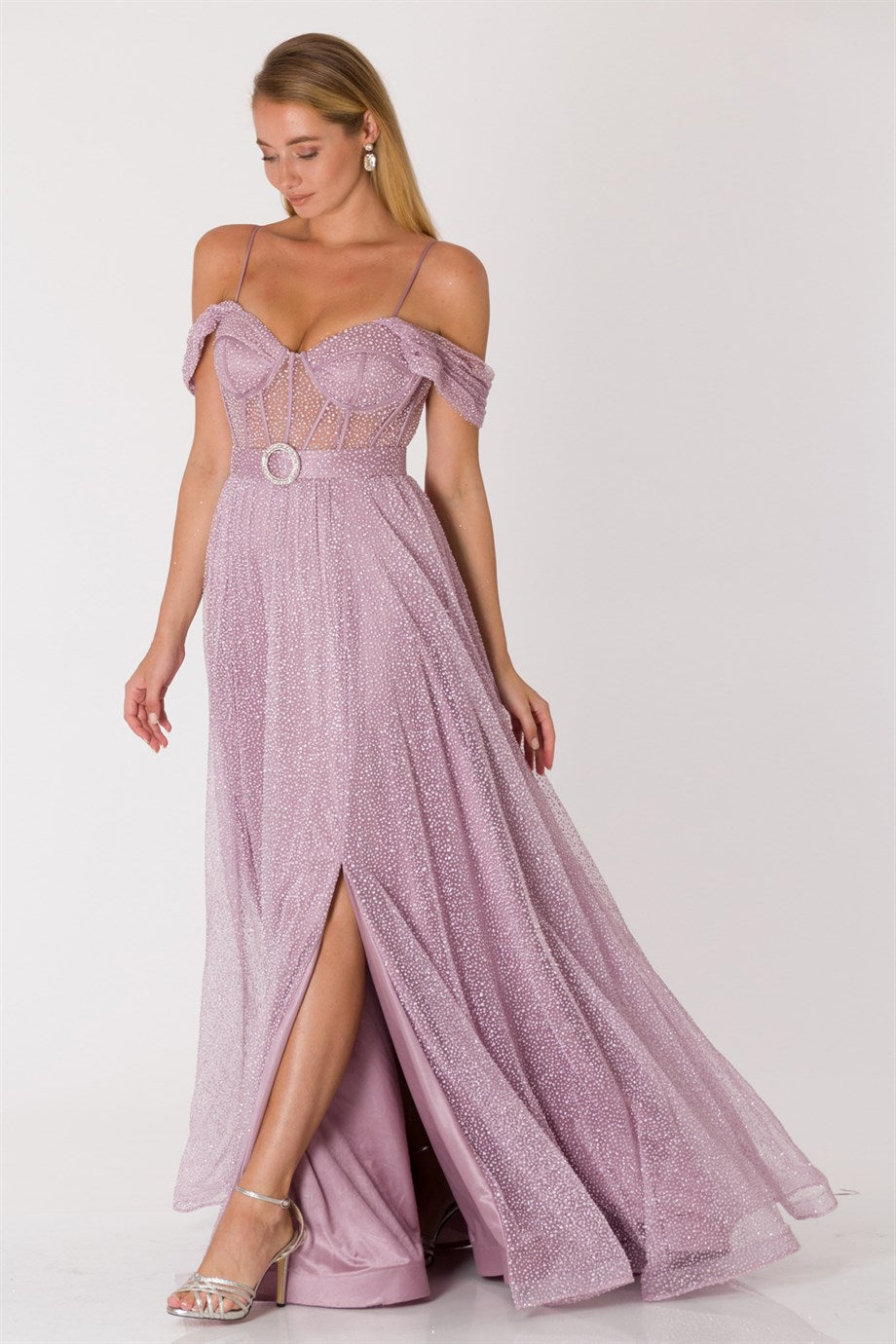 MAHUR Lavanta Abiye Elbise