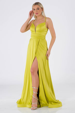 Matera Peanut Green Evening Dress