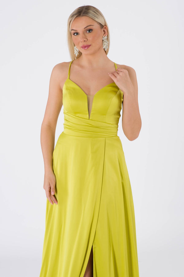 Matera Peanut Green Evening Dress