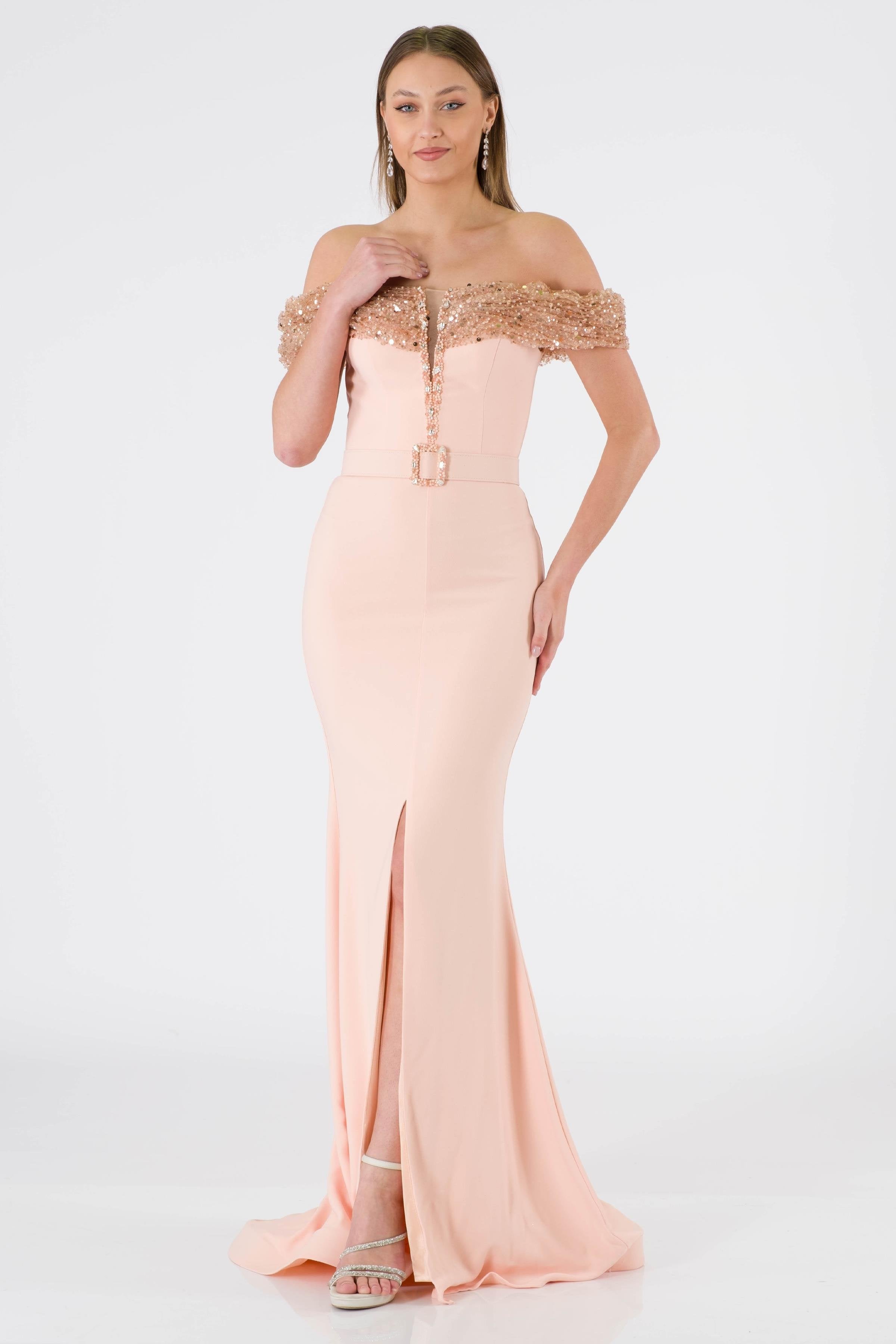 Meyrin Salmon Evening Dress Meyrin Salmon Evening Dress