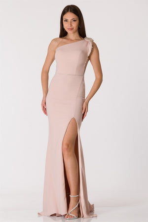 NADİA Bej Abiye Elbise