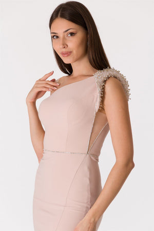 NADİA Bej Abiye Elbise