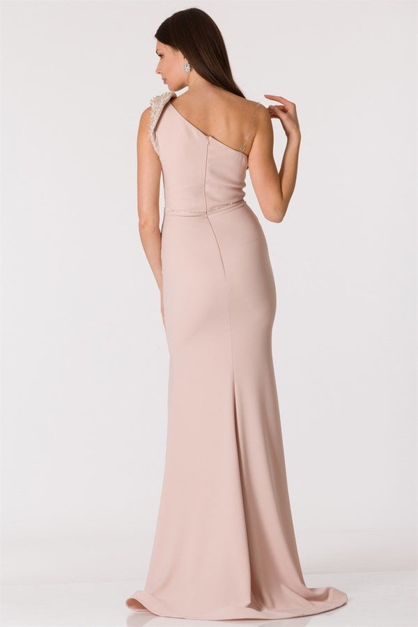 NADİA Bej Abiye Elbise