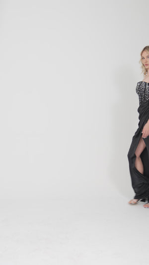 AGAETE Siyah Abiye Elbise