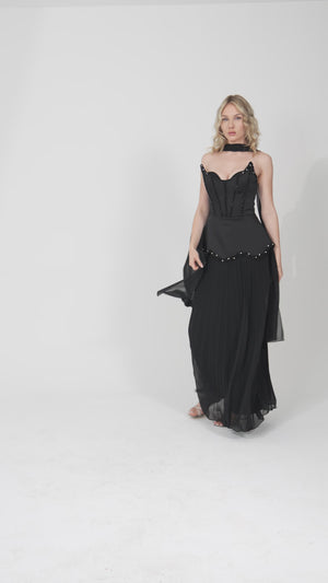 MORVEXA Siyah Abiye Elbise