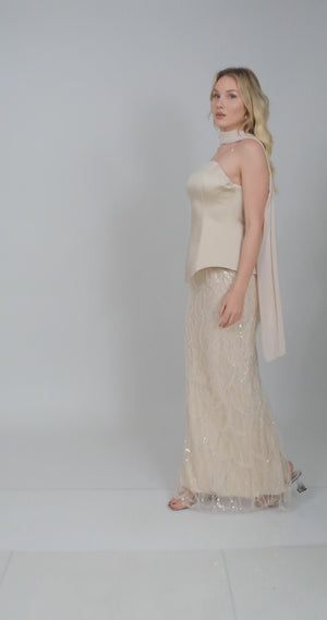 LISBON Bej Abiye Elbise