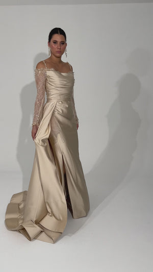 SAİNT Bej Abiye Elbise