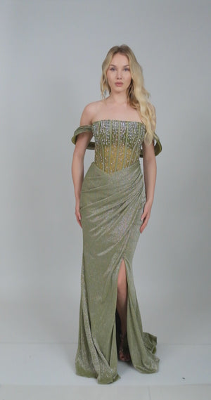 APRİL Haki Abiye Elbise