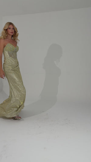 POYTU Gold Abiye Elbise