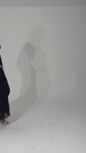 JOHRU Lacivert Abiye Elbise