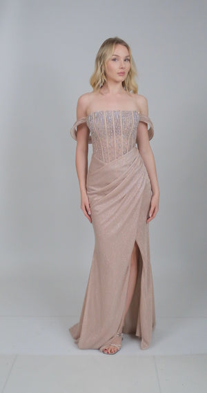 APRİL Gold Abiye Elbise