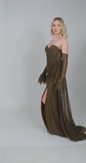 LUMERA Kahve Abiye Elbise