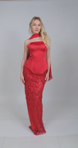 LISBON Kırmızı Abiye Elbise