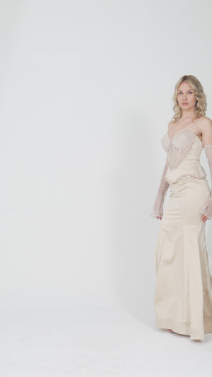 SYLVARA Bej Abiye Elbise